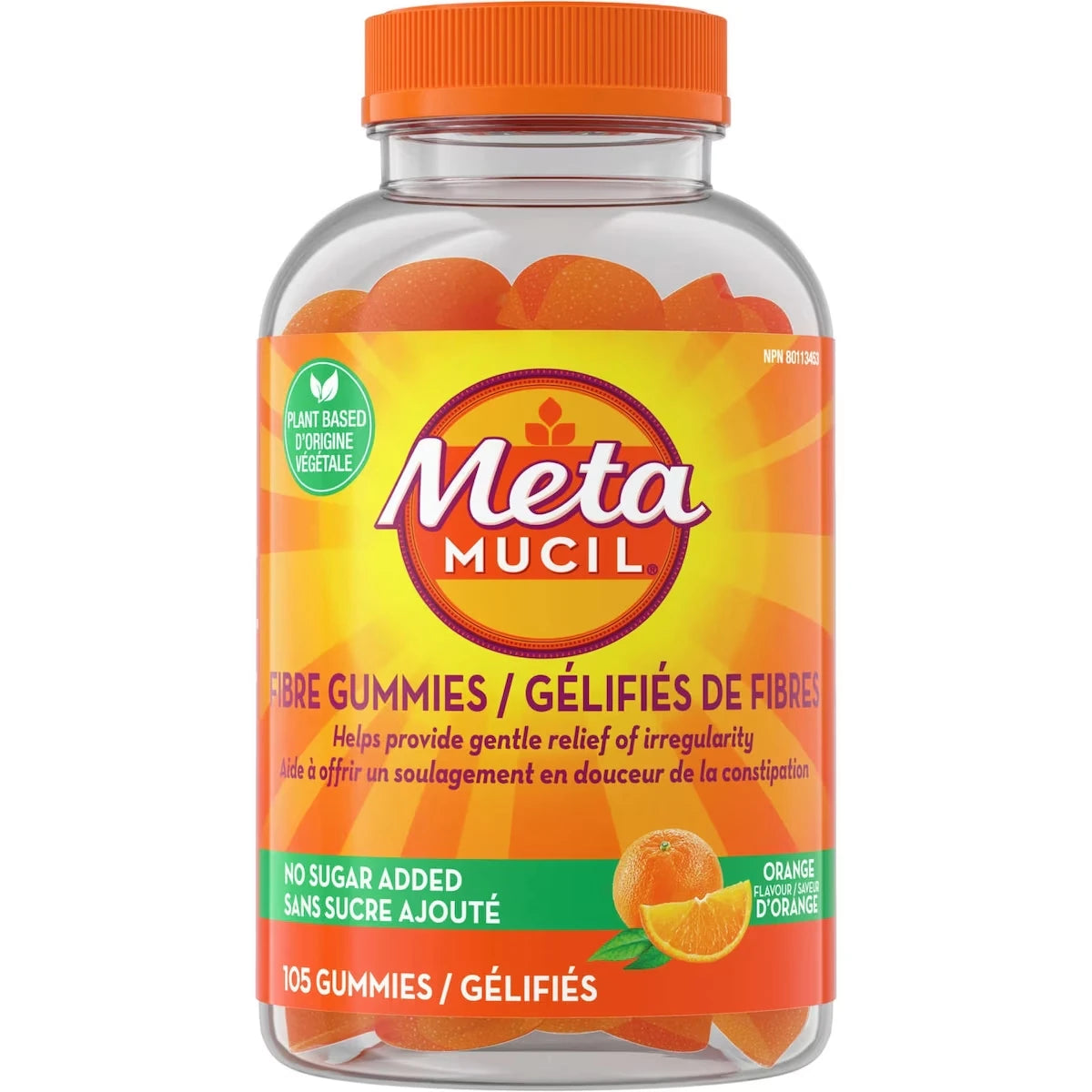 Gélifiés de fibres, sans sucre ajouté, saveur d’orange, prébiotiques, d’origine végétale, 105&nbsp;unités