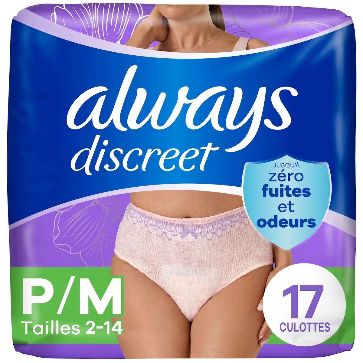 Culottes d’incontinence et de post-partum pour adultes, protègent jusqu’à 100% contre les fuites urinaires, pour femmes, taille P/M, 17culottes
