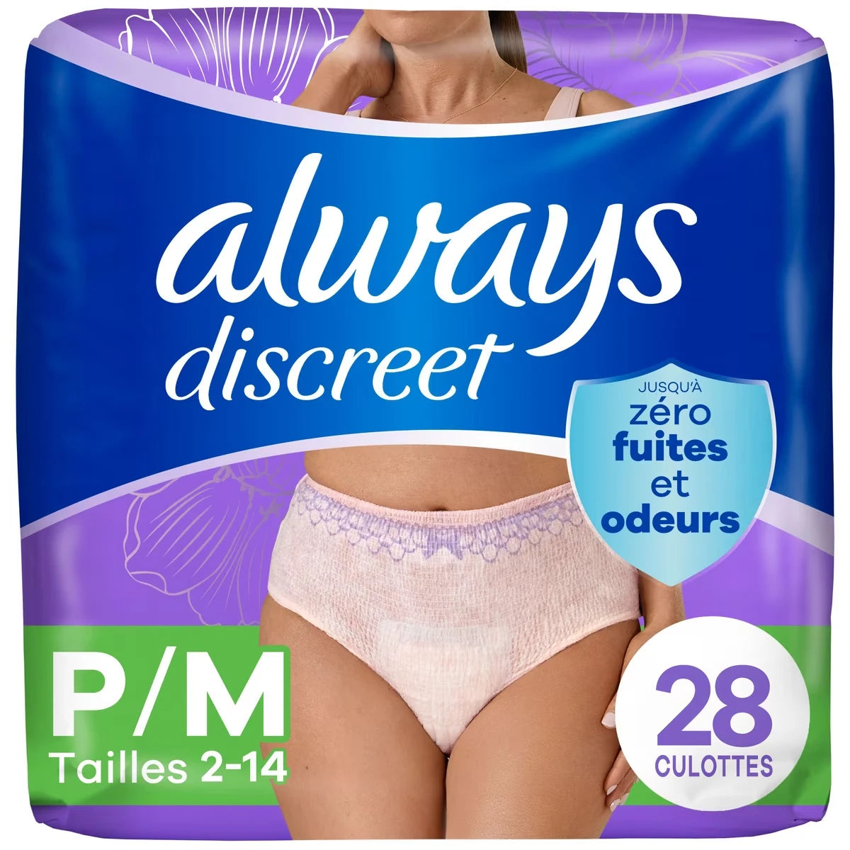 Culottes d’incontinence et de post-partum pour adultes, protègent jusqu’à 100% contre les fuites urinaires, pour femmes, taille P/M, 28culottes