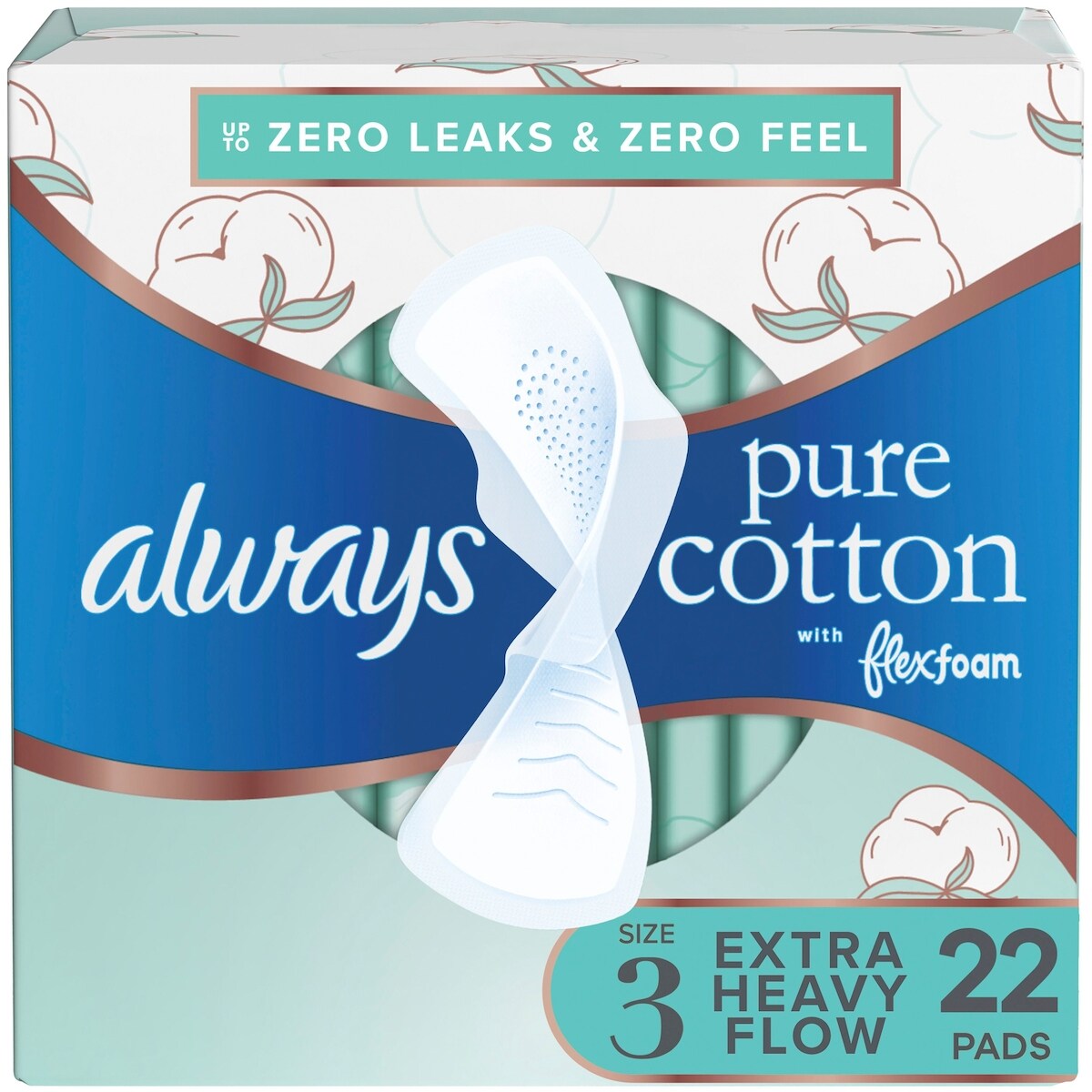 Serviettes Pur coton avec FlexFoam, taille 3, degré d’absorption flux très abondant, avec ailes, non parfumées