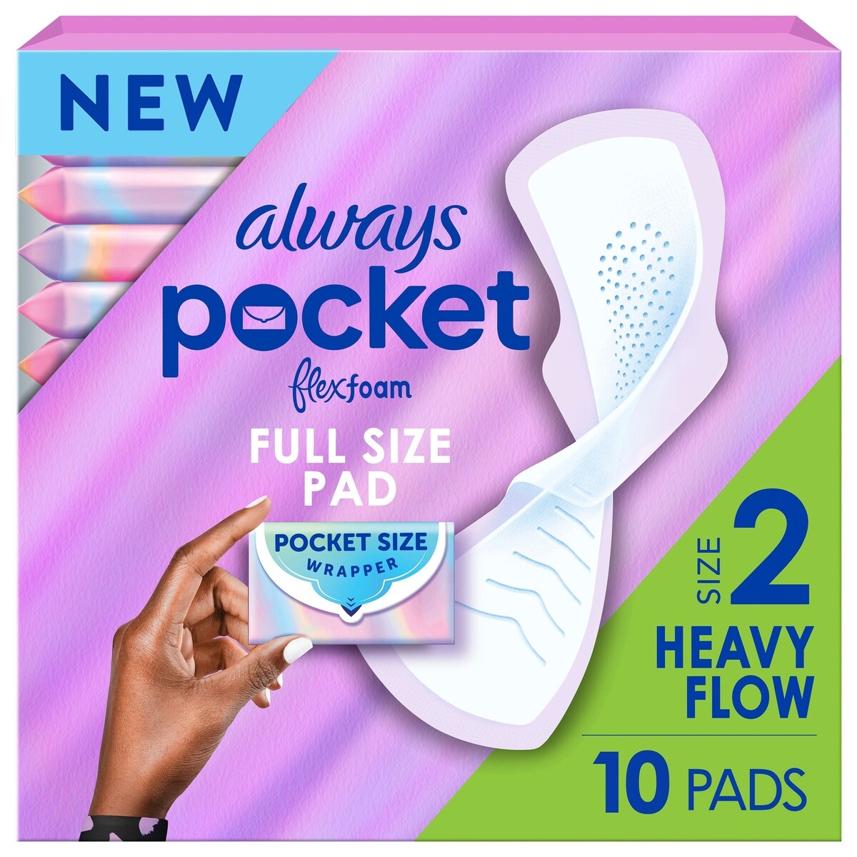 Serviettes Pocket, flux abondant, avec ailes, avec FlexFoam, taille2, non parfumées,
