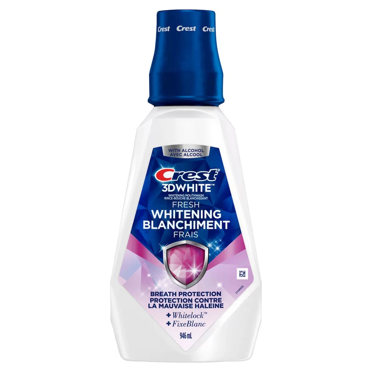 Rince-bouche blanchissant 3DWhite Fraîcheur, prévient les taches de surface, tue des millions de germes responsables de la mauvaise haleine, sans alcool, saveur Menthe tique, 946mL (32ozliq.)