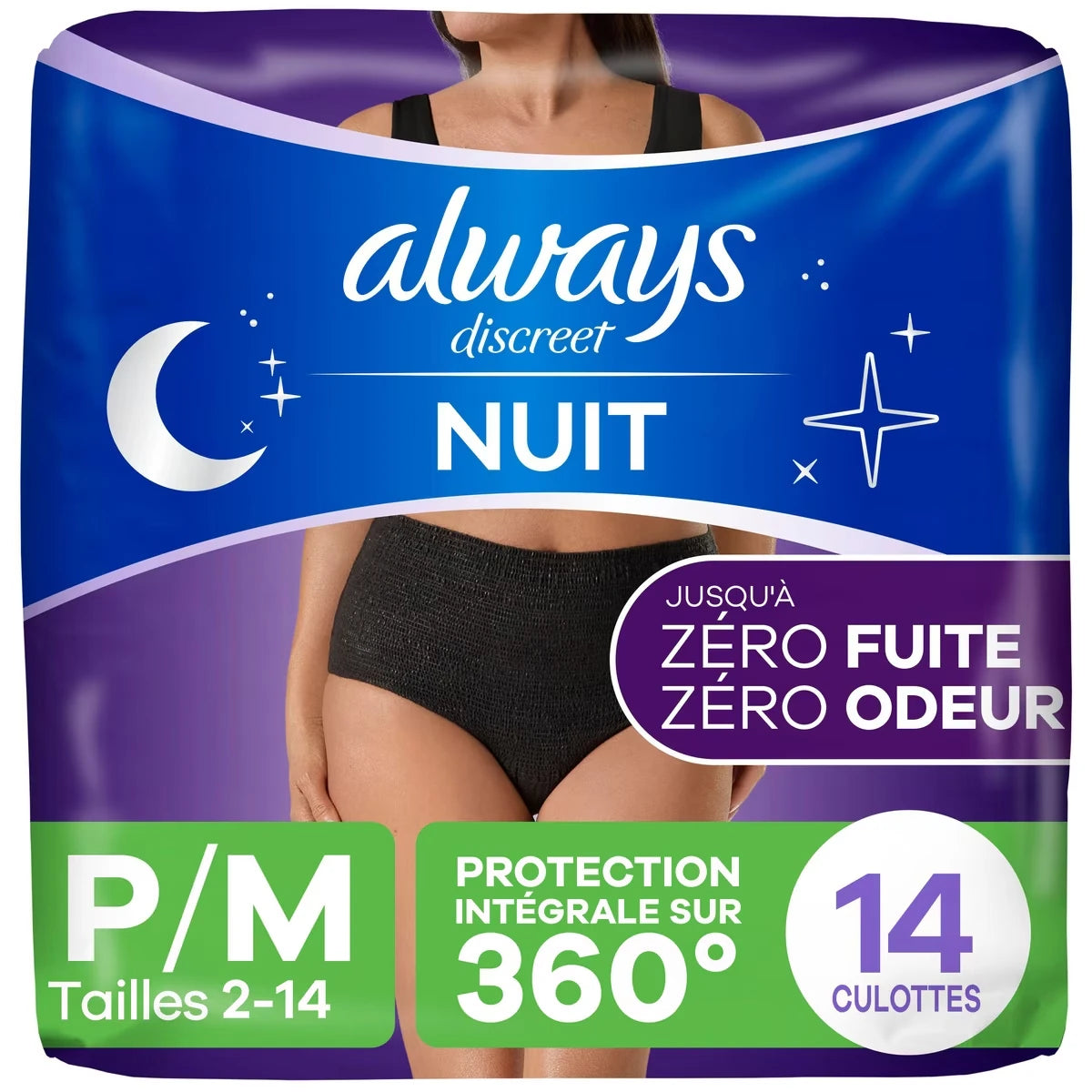 Culottes d’incontinence de nuit pour adultes, pour femmes, protègent jusqu’à 100&nbsp;% contre les fuites urinaires, taille P/M, 14&nbsp;culottes