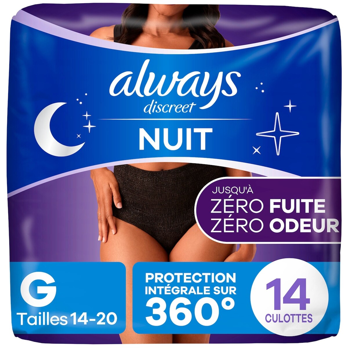Culottes d’incontinence de nuit pour adultes, pour femmes, protègent jusqu’à 100&nbsp;% contre les fuites urinaires, taille G, 14&nbsp;culottes
