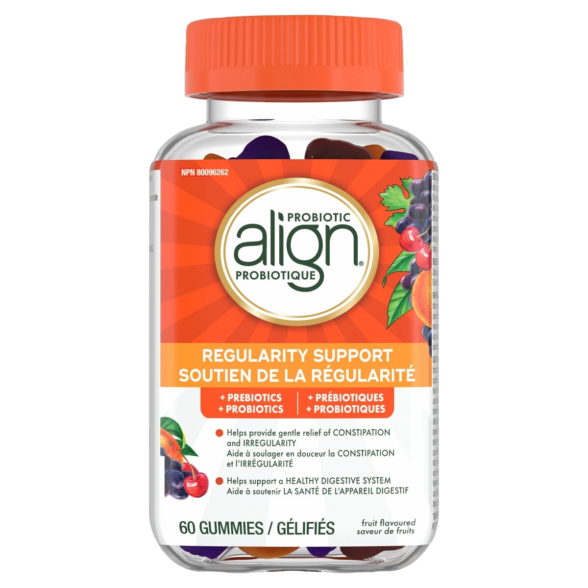 Gélifié probiotique Soutien à la régularité, la marque de probiotiques la plus recommandée par les médecins‡, saveur de fruits, 60&nbsp;gélifiés