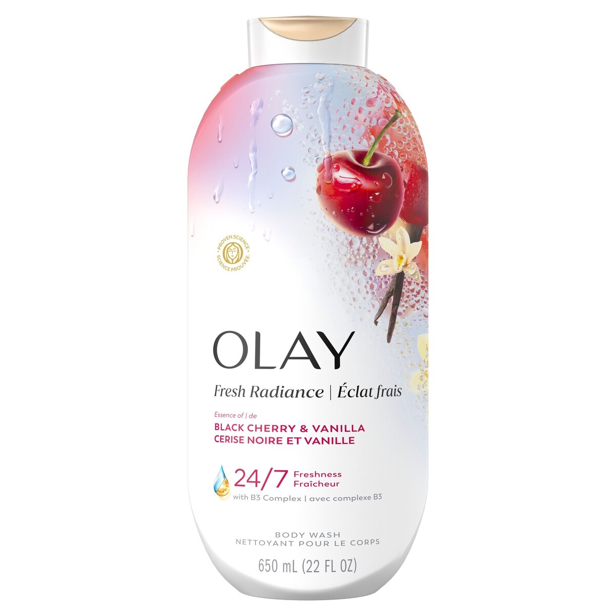 Nettoyant pour le corps Éclat frais avec essence de cerise noire et de vanille et mélange de vitamine&nbsp;B3 et d’antioxydants