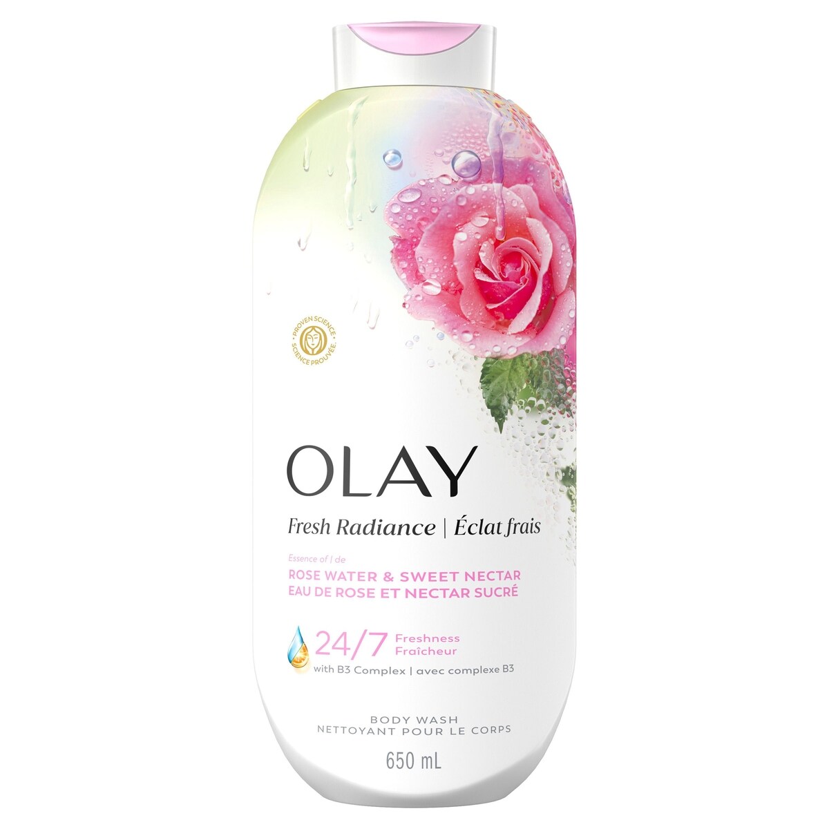 Nettoyant pour le corps Éclat frais avec essence d’eau de rose et de nectar sucré et mélange de vitamine&nbsp;B3 et d’antioxydants, 650&nbsp;mL