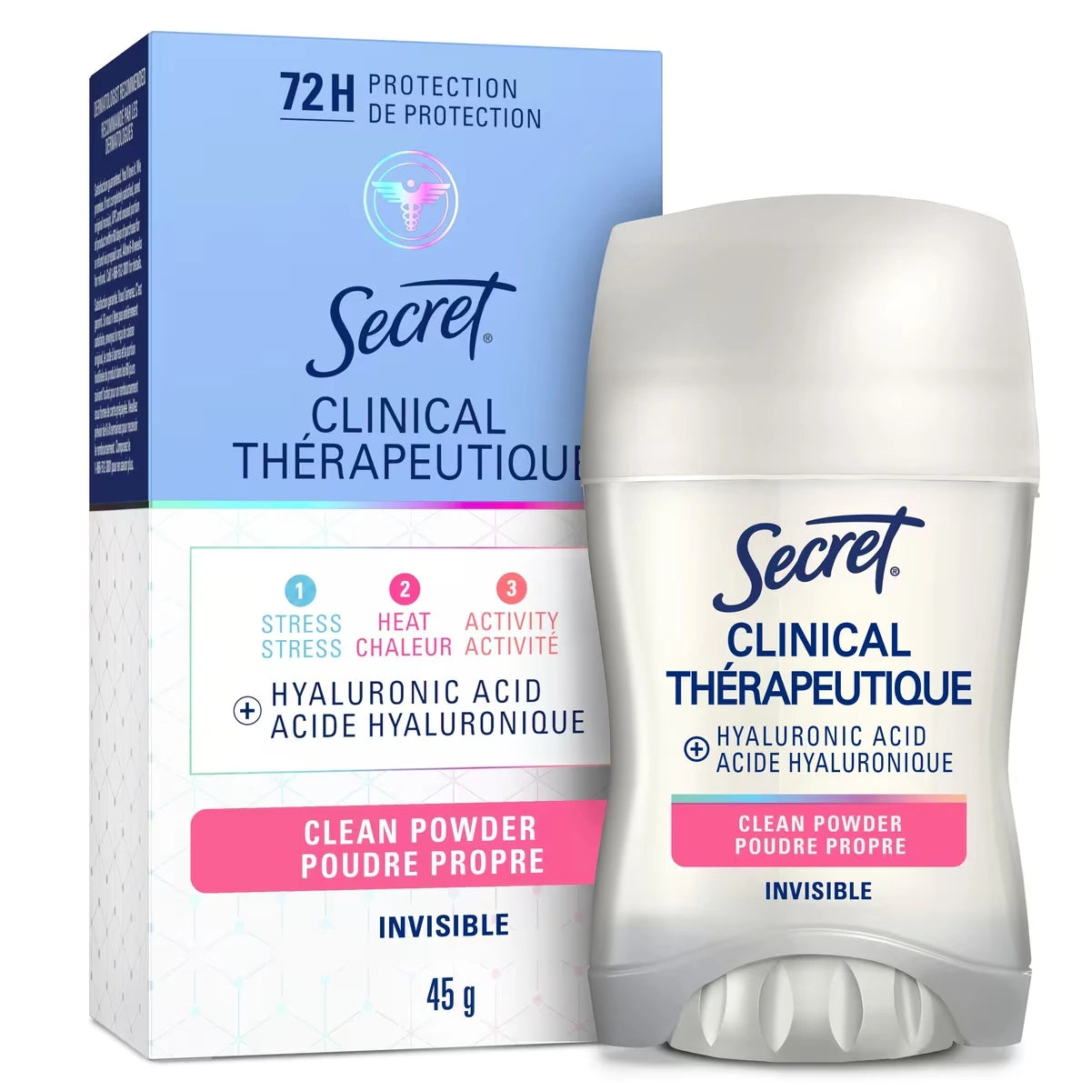 Antisudorifique et désodorisant Thérapeutique avec acide hyaluronique, invisible en bâton, Ultra propre, 45&nbsp;g