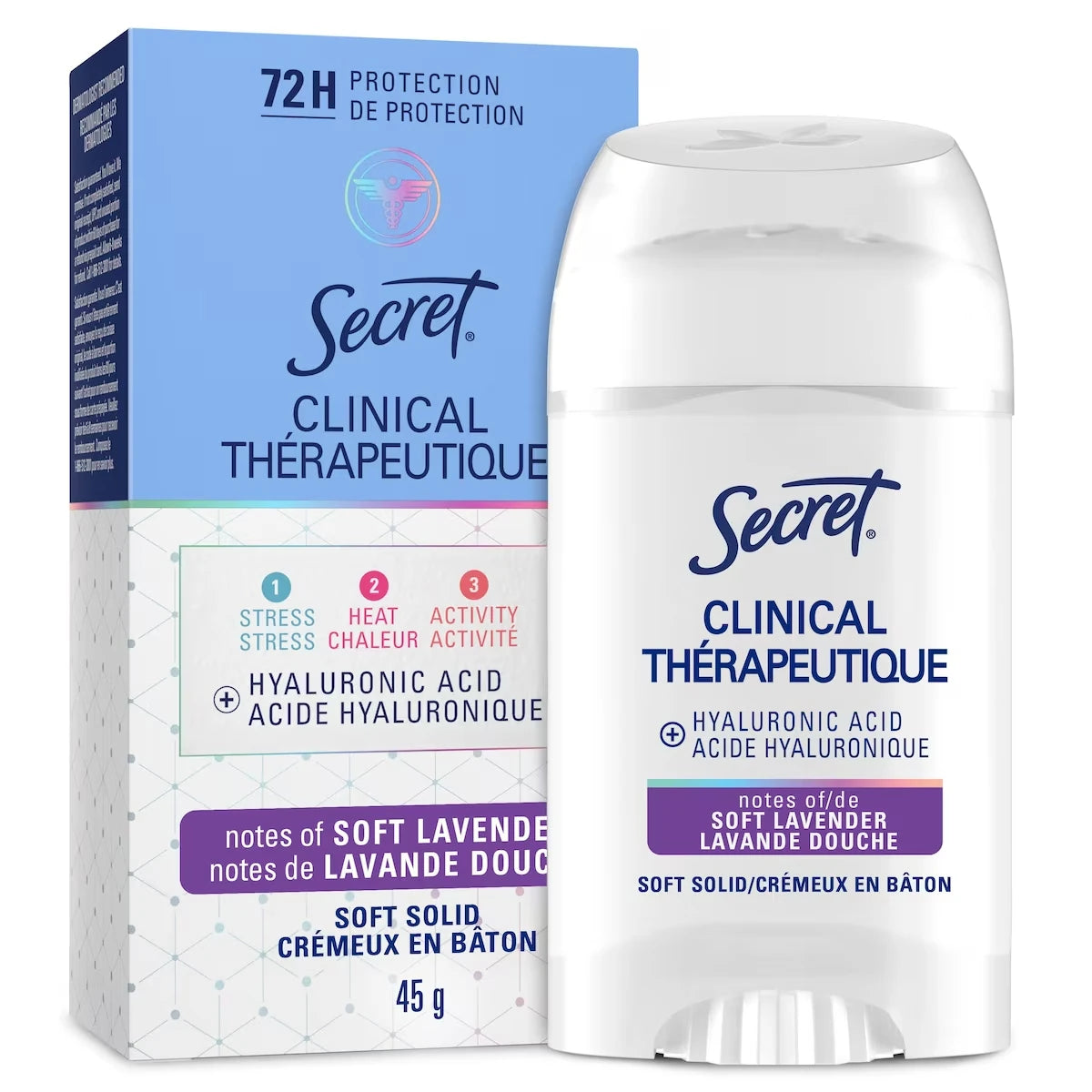Antisudorifique et désodorisant Thérapeutique avec acide hyaluronique, crémeux en bâton, Lavande douce, 45&nbsp;g
