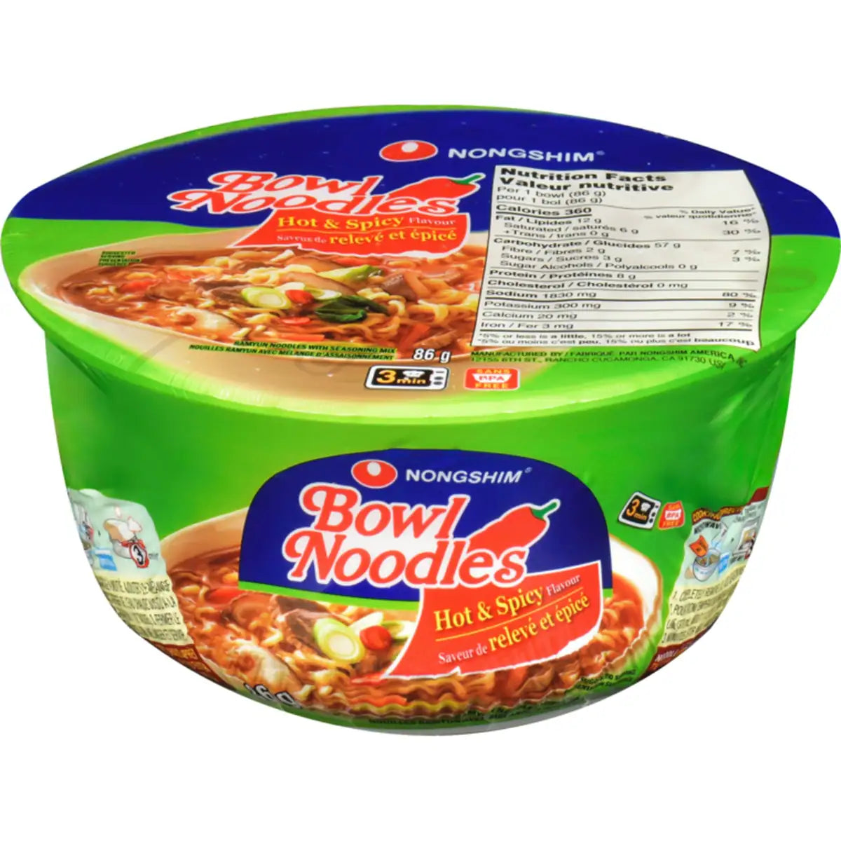 Bowl Noodle Soup nouilles avec mélange pour soupe saveur de relevé et épicé