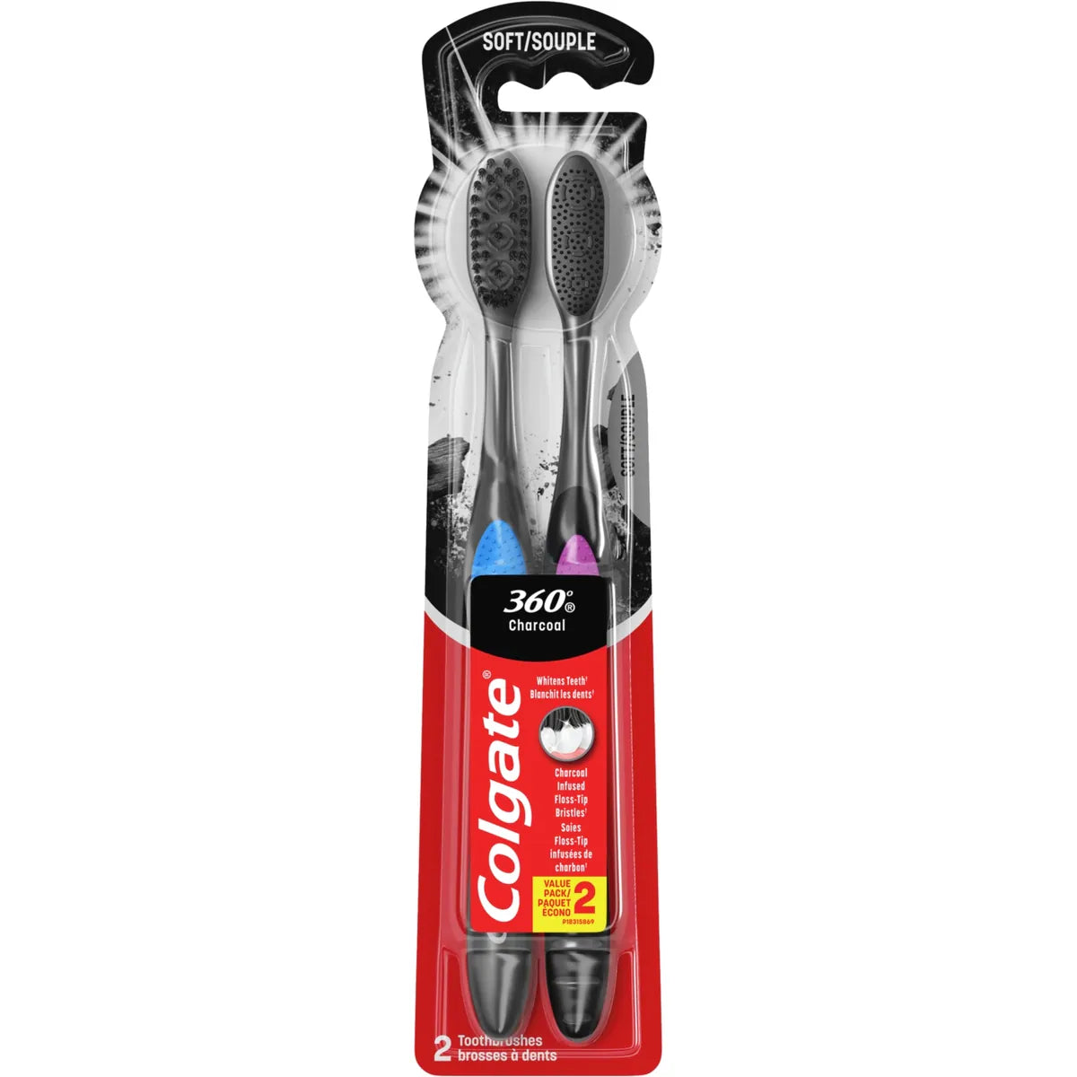 Brosse à dents 360° Anthracite, brosses à dents souples pour adultes