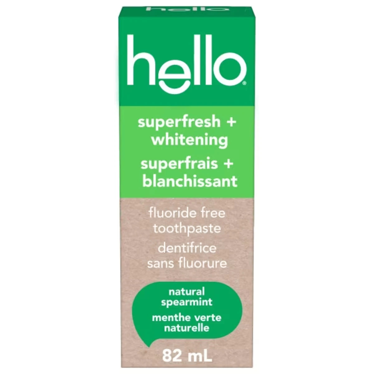 HELLO super frais + blanchissant dentifrice sans fluorure 82ml