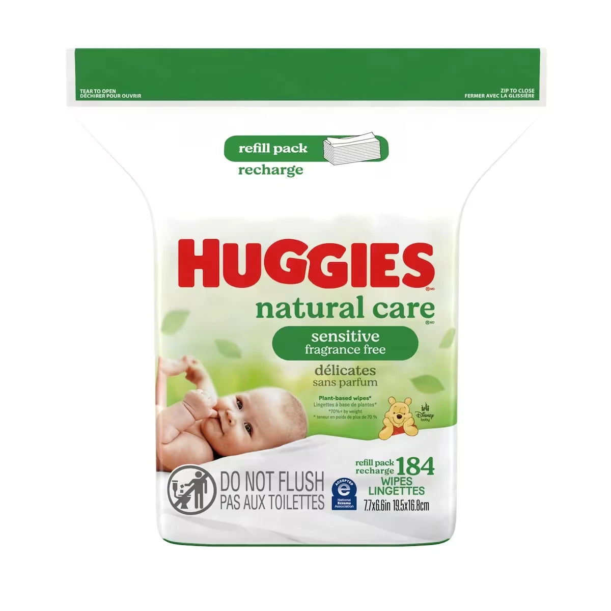 Lingettes Pour Bébés Natural Care Pour Peau Sensible, Non Parfumées, 1 Recharge