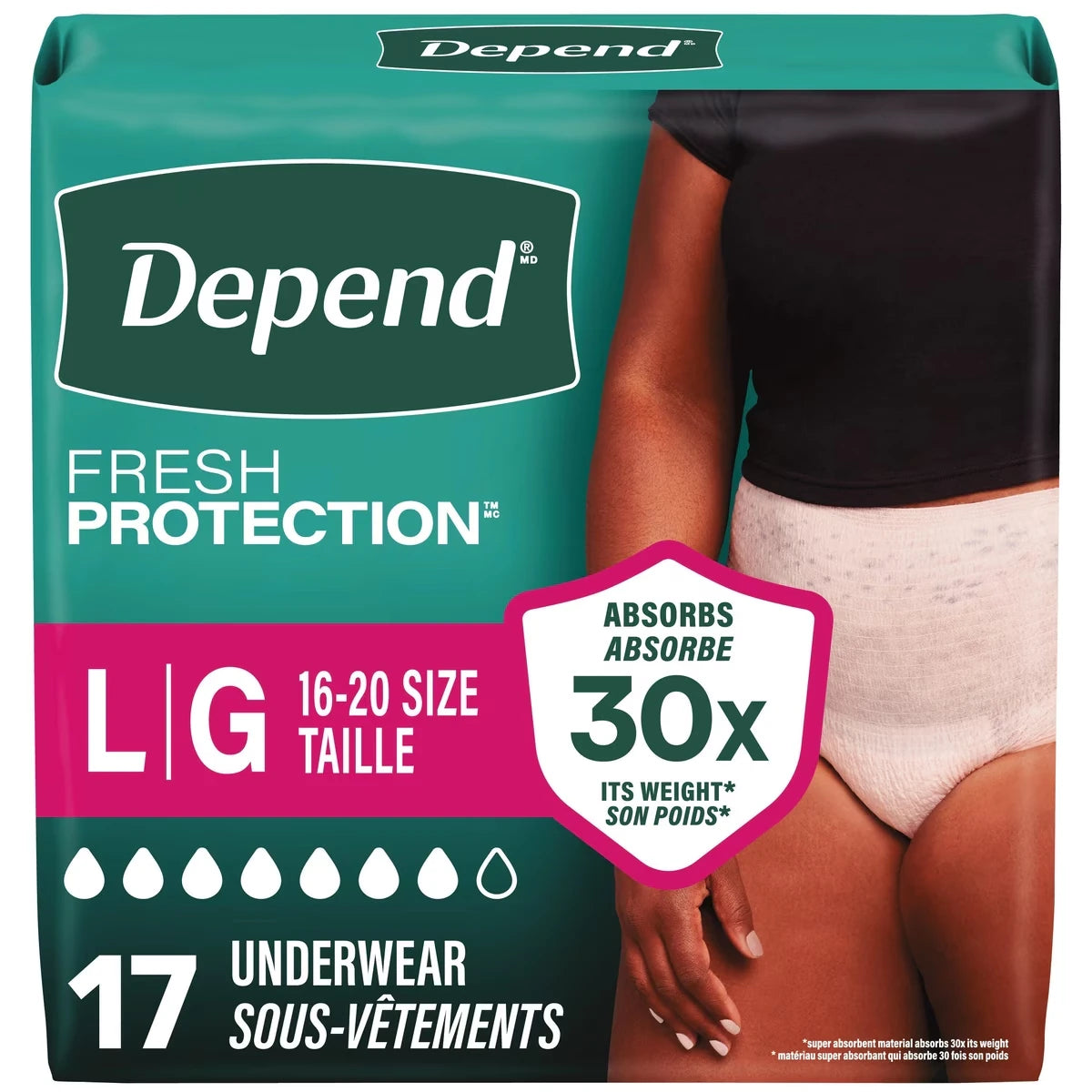 Sous-vêtement d’incontinence Fresh Protection pour femmes, degré d’absorption maximal, G, couleur rosée