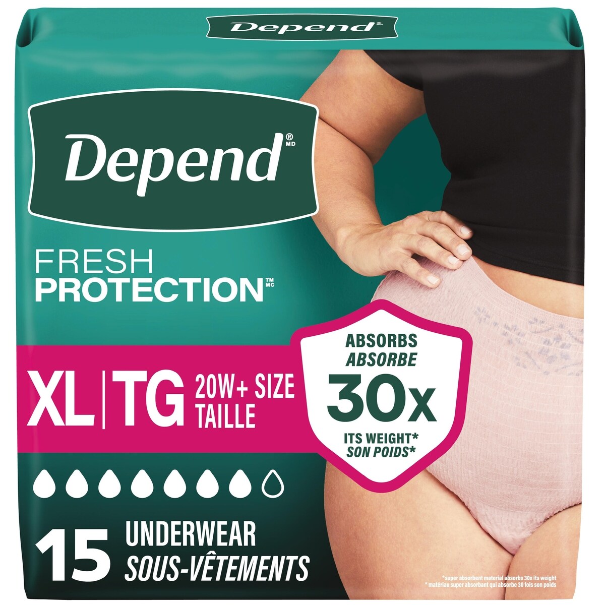Sous-vêtement d’incontinence  Fresh Protection pour femmes, degré d’absorption maximal, TG, couleur rosée