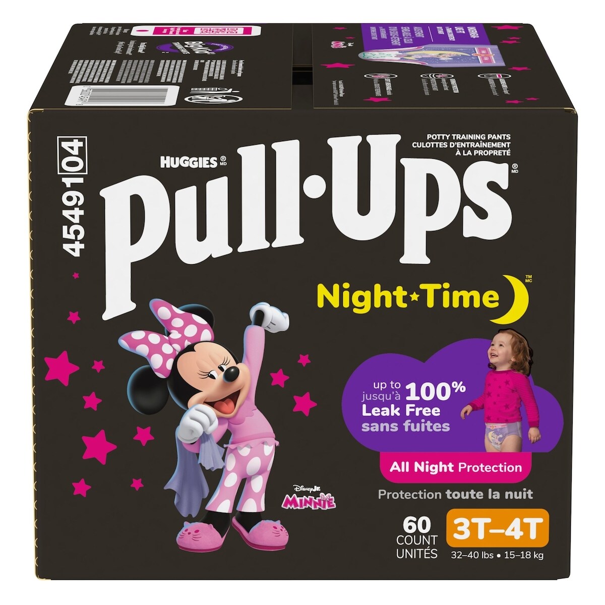Sous-vêtements d’entraînement Pull-Ups de nuit pour filles, 3T-4T, emballage de 60 unités