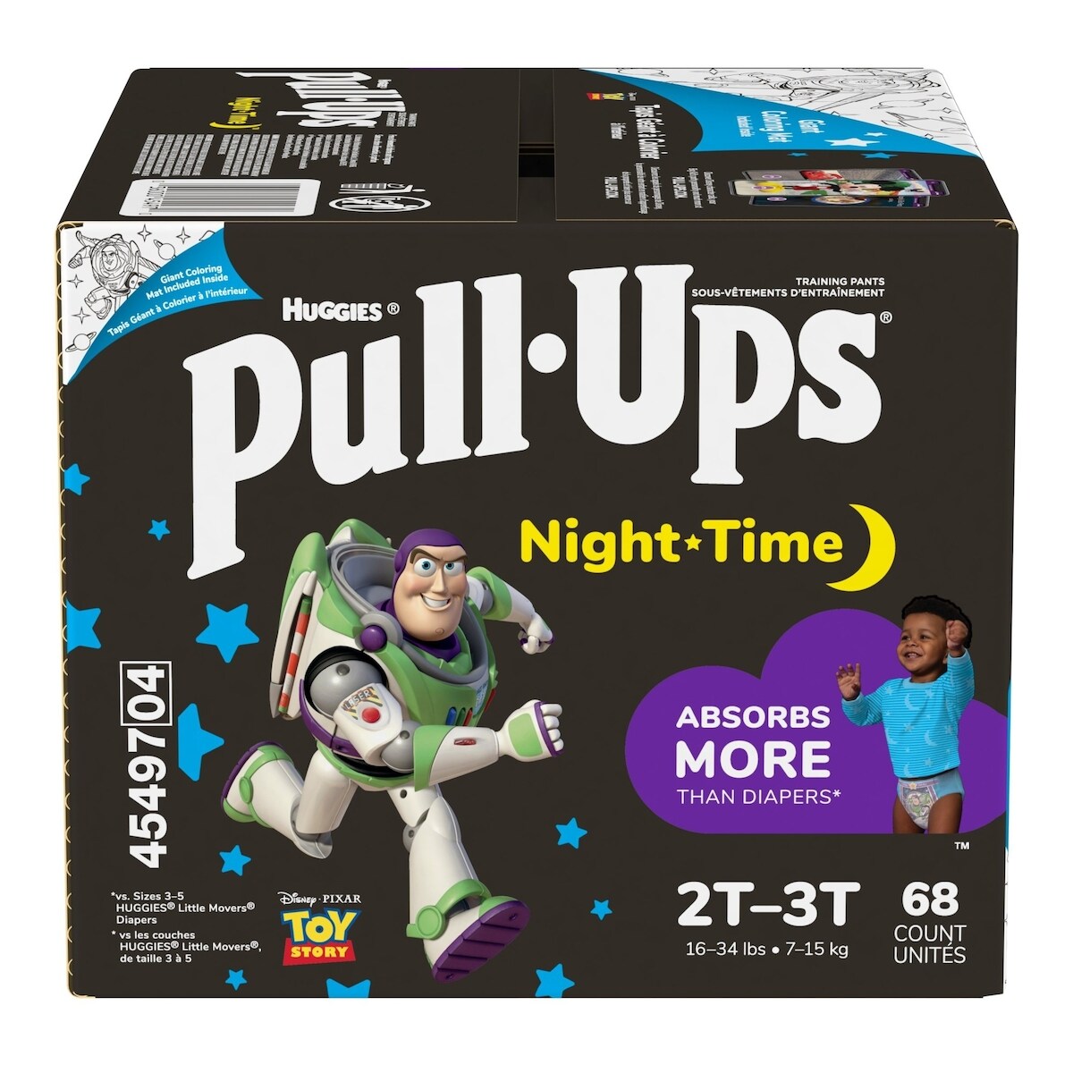 Sous-vêtements d’entraînement Pull-Ups de nuit pour garçons, 2T-3T, emballage de 68 unités