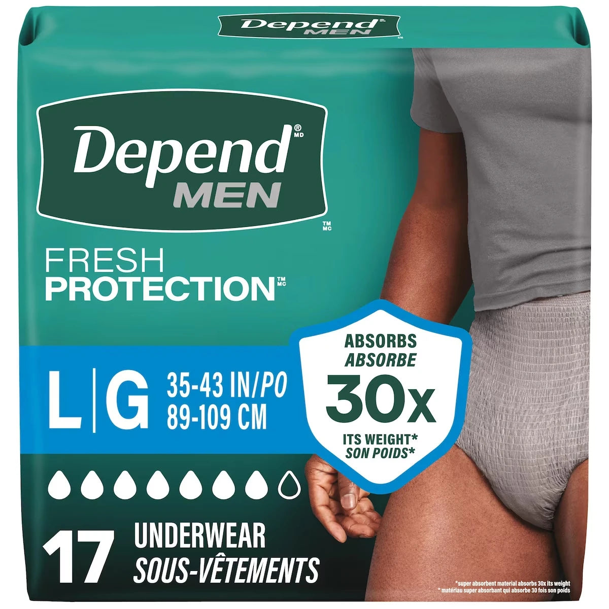 Sous-vêtement d’incontinence  Fresh Protection pour hommes, degré d’absorption maximal, G, gris