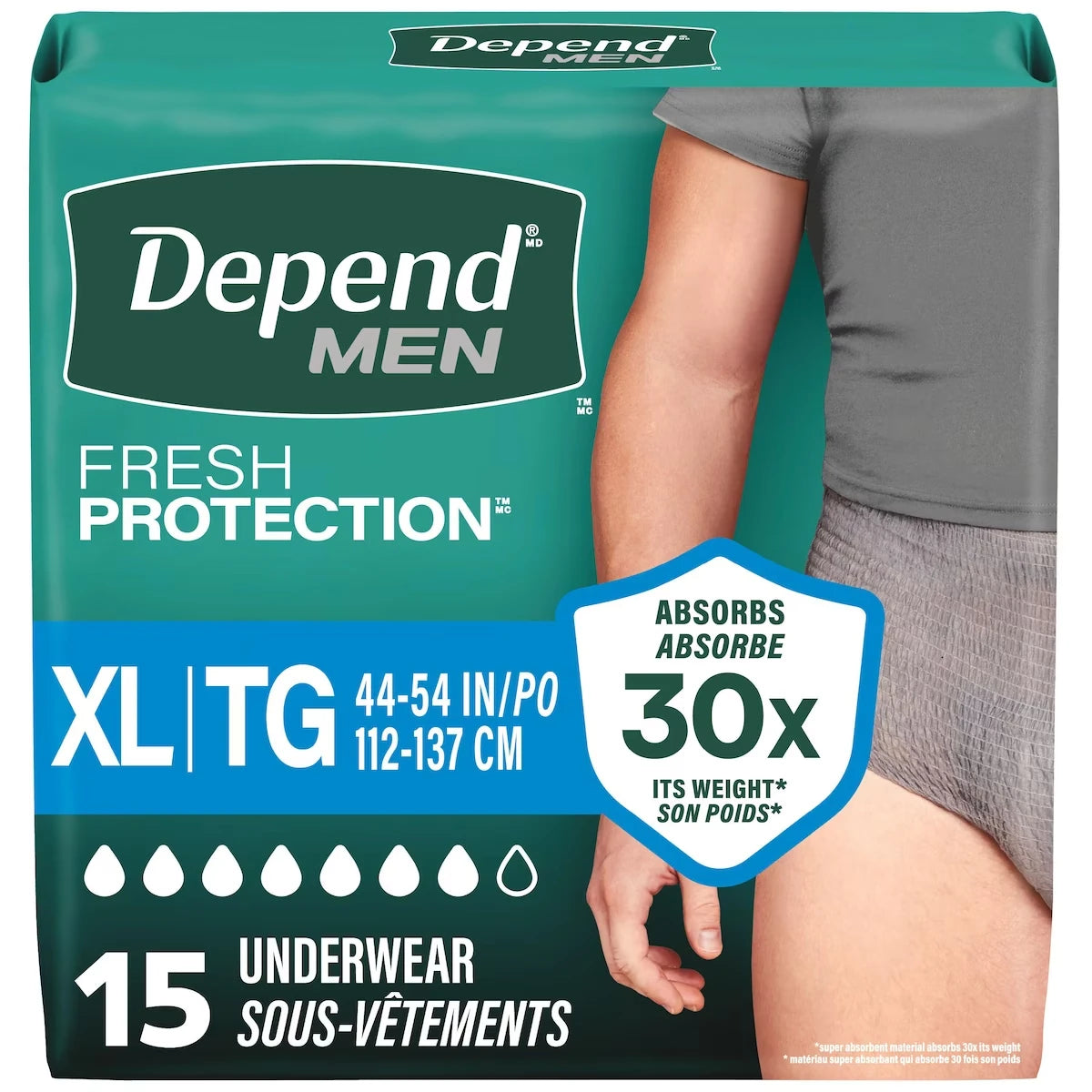 Sous-vêtement d’incontinence  Fresh Protection pour hommes, degré d’absorption maximal, TG, gris,