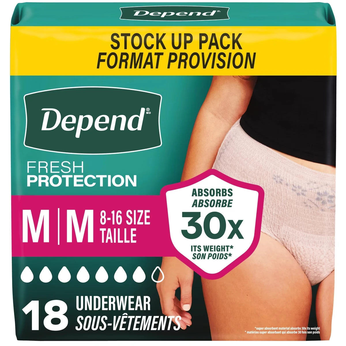 Sous-vêtement d’incontinence  Fresh Protection pour femmes, degré d’absorption maximal, M, couleur rosée