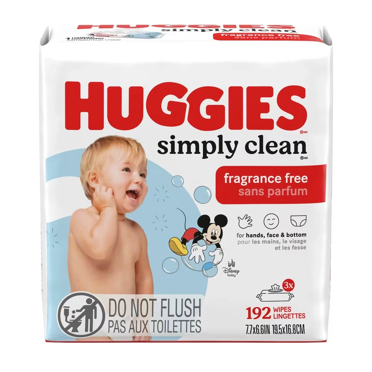 Lingettes Pour Bébés Simply Clean Non-Parfumées, Emballages Souples, 3 Emballages, À Couvercle Rabattable