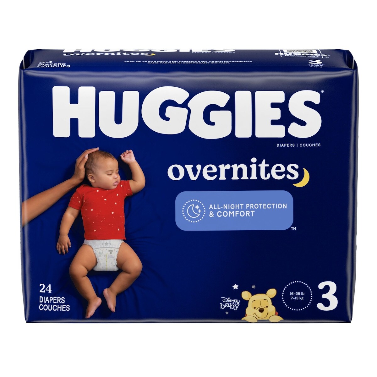 Couches pour bébés Overnites pour la nuit, taille 3, 24 couches