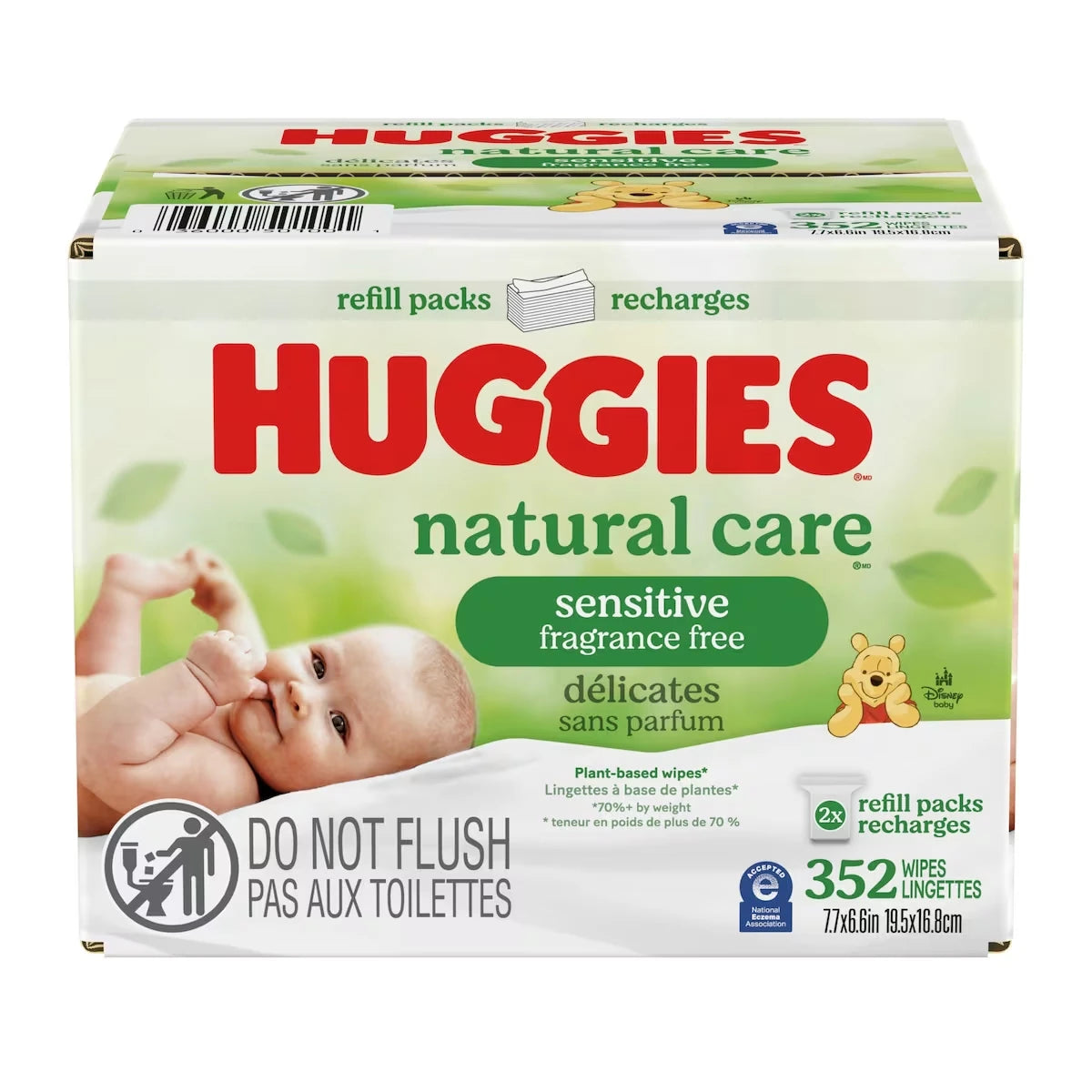 Lingettes Pour Bébés Natural Care Pour Peau Sensible, Non Parfumées, 2 Recharges