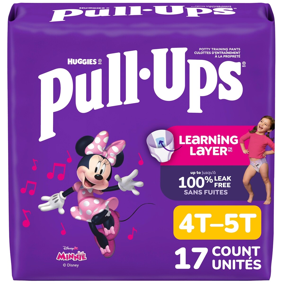 Sous-vêtements d’entraînement Pull-Ups pour filles, 4T-5T (38 à 50 lb)