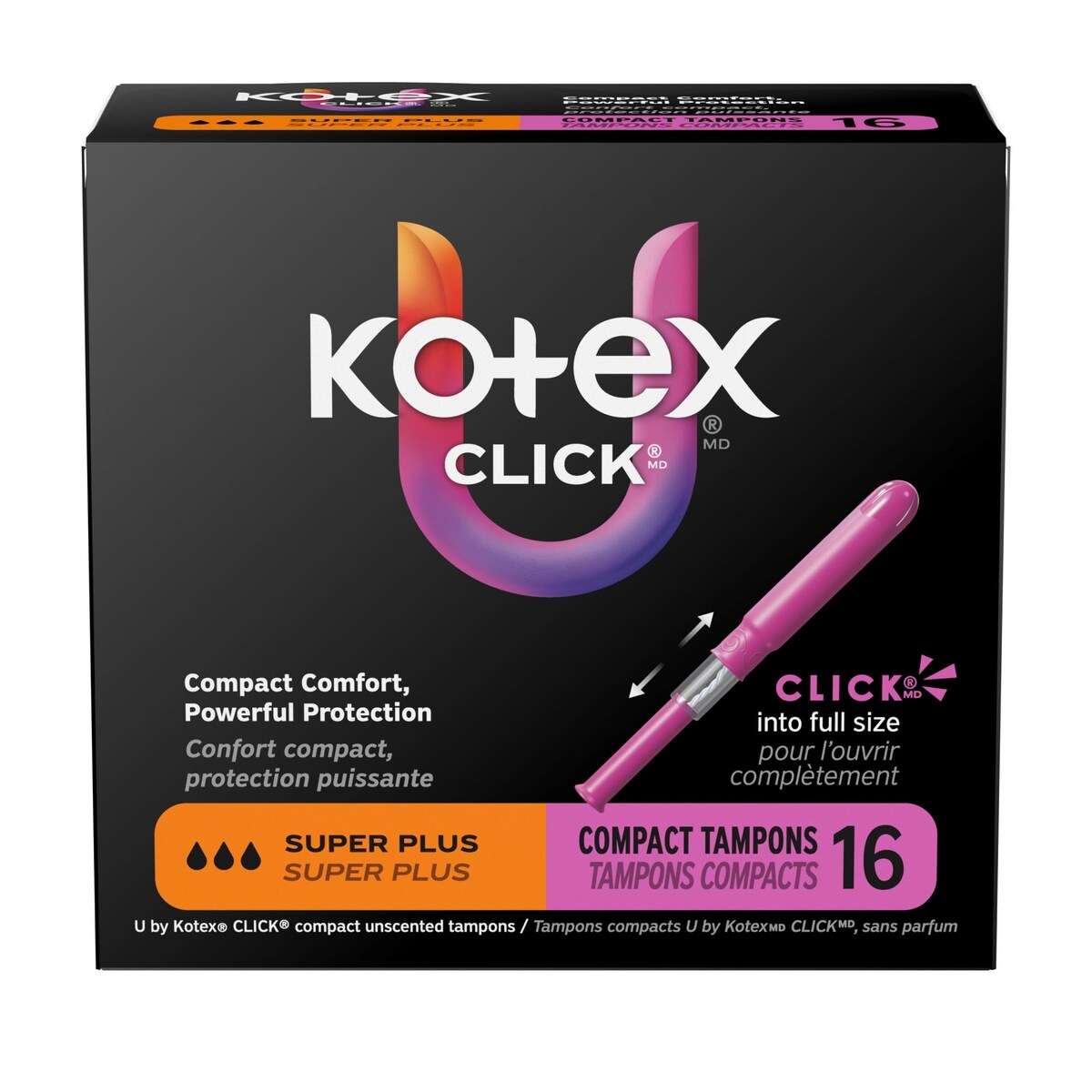 Tampons compacts Click, absorption super plus, emb. de 16