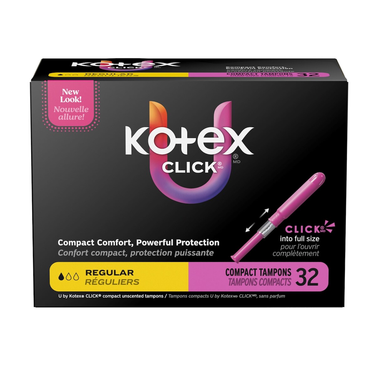 Tampons compacts Click, absorption régulière, emb. de 32