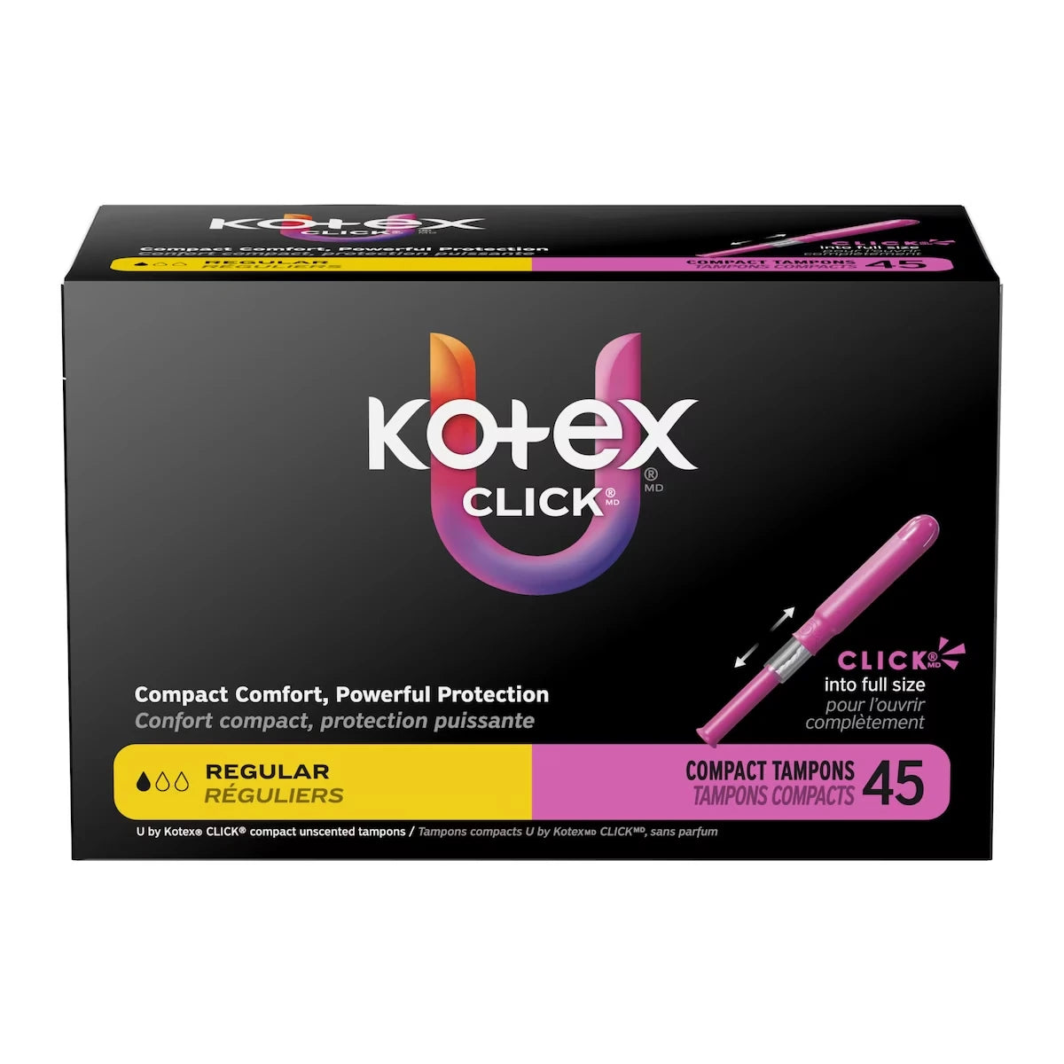Tampons compacts Click, absorption régulière, emb. de 45