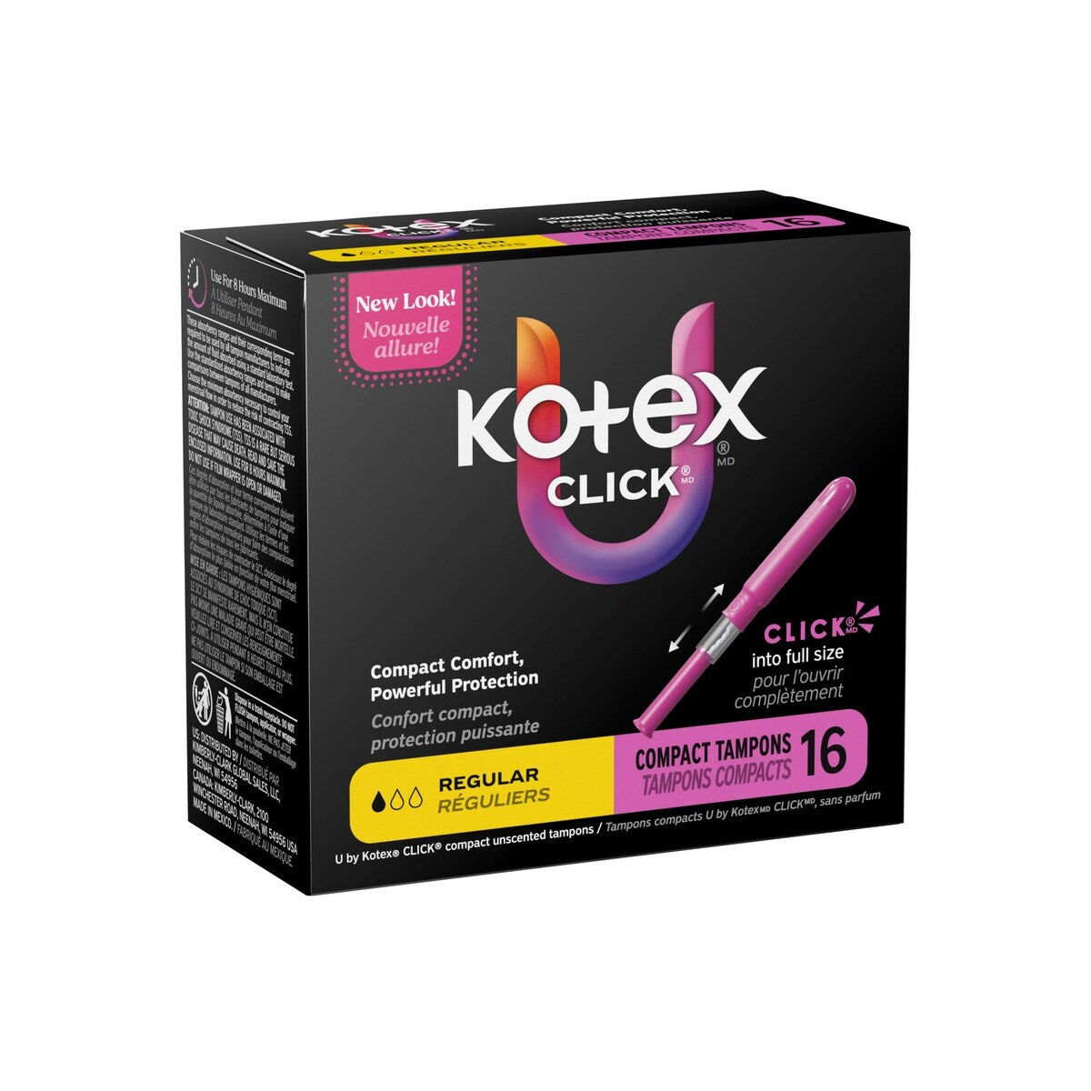 Tampons compacts Click, absorption régulière, emb. de 16