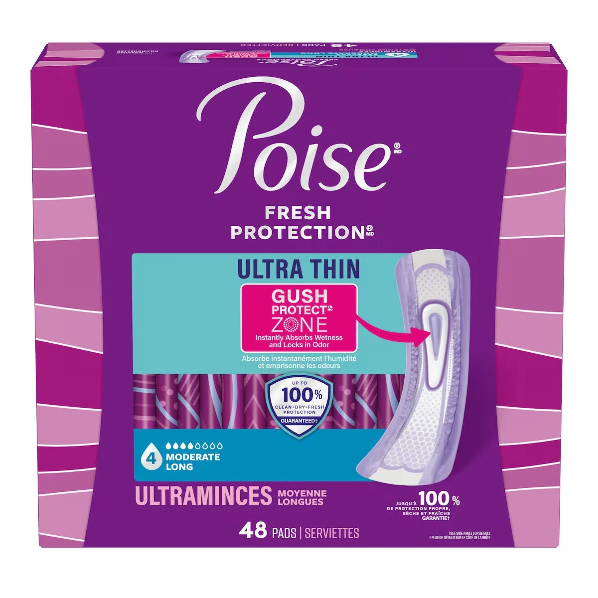 Serviettes ultraminces d’incontinence et d’incontinence en période post-partum  pour fuites urinaires, degré d’absorption moyen à 4 gouttes, longues