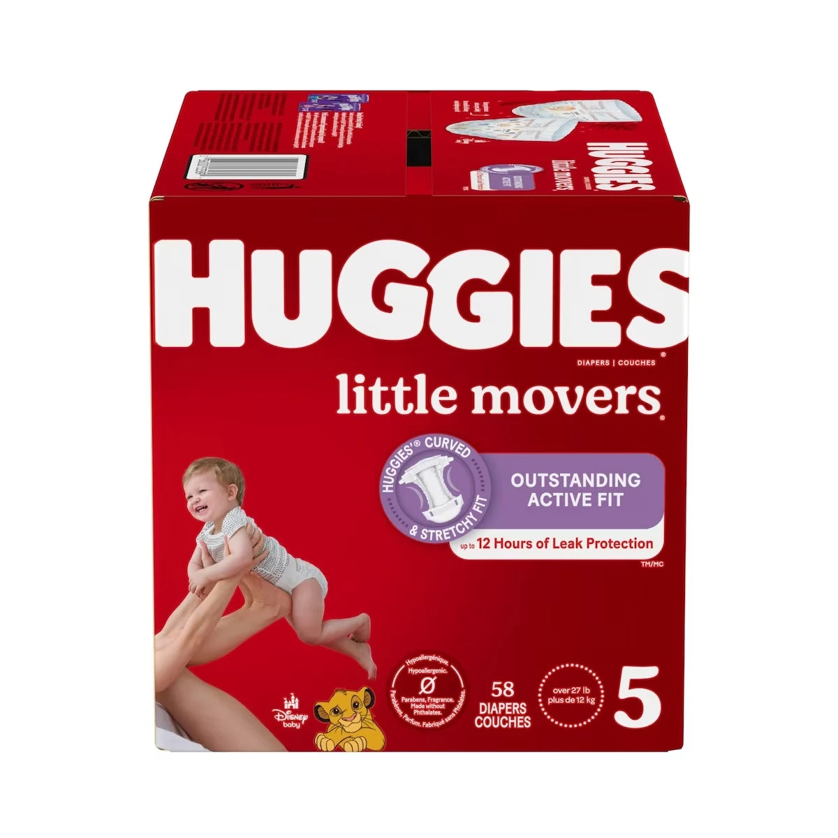 Couches pour bébés  Little Movers, taille 5 (27 livres et plus), 58 couches
