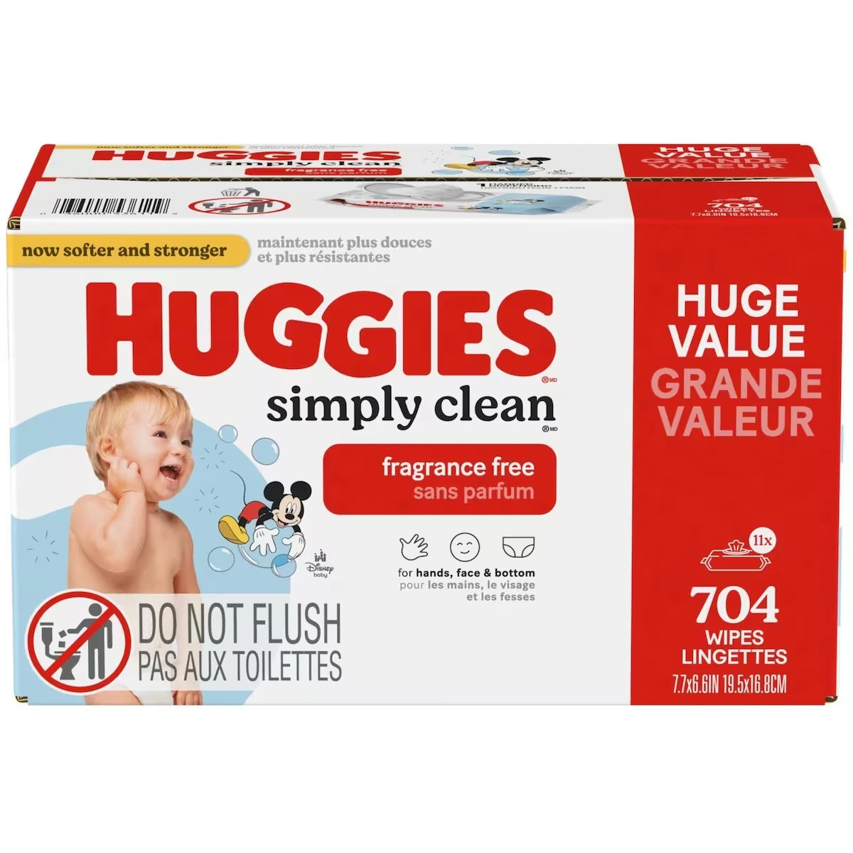 Lingettes Pour Bébés Simply Clean Non-Parfumées, Emballages Souples, 11 Emballages, À Couvercle Rabattable