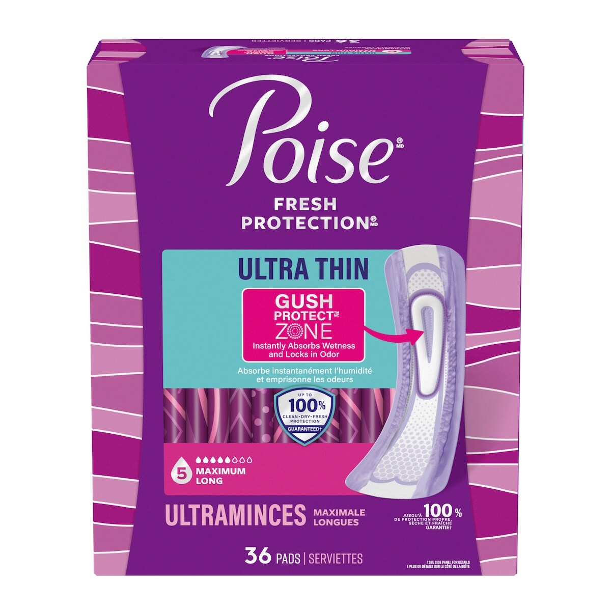 Serviettes ultraminces d’incontinence et d’incontinence en période post-partum  pour fuites urinaires, degré d’absorption maximal à 5 gouttes, version longue