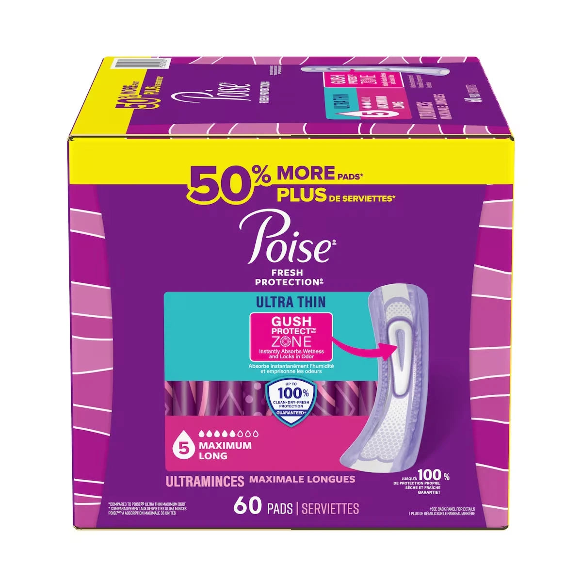 Serviettes ultraminces d’incontinence et d’incontinence en période post-partum  pour fuites urinaires, degré d’absorption maximal à 5 gouttes, version longue