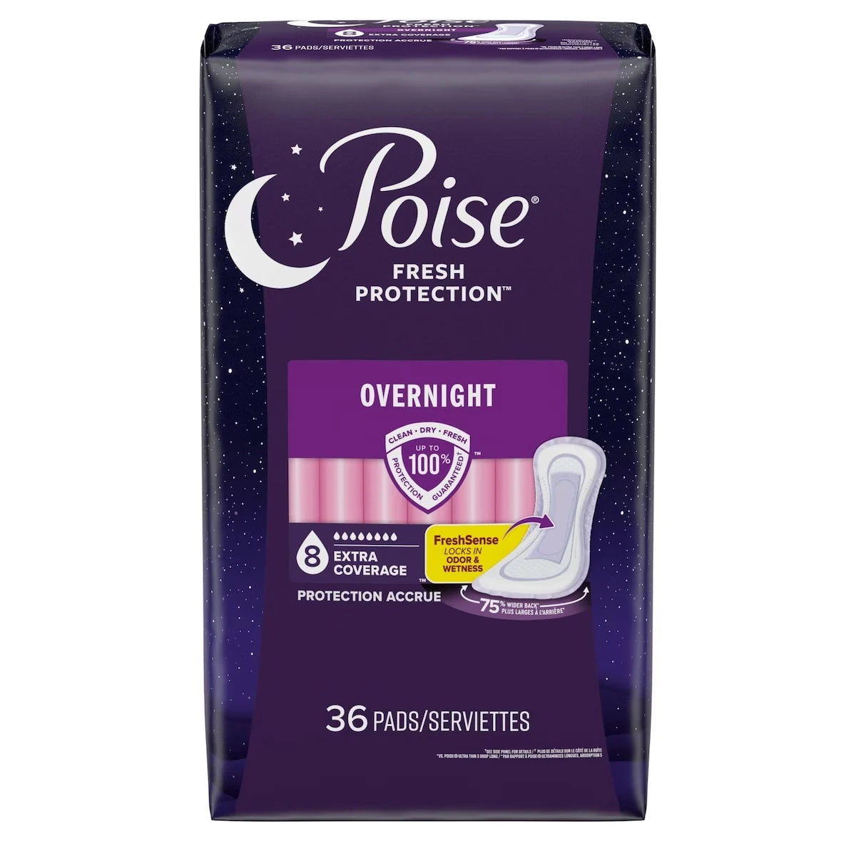 Serviettes d’incontinence ultraminces pour femmes, degré d’absorption 8, absorption pour la nuit, longueur de la couverture extra, 36 unités