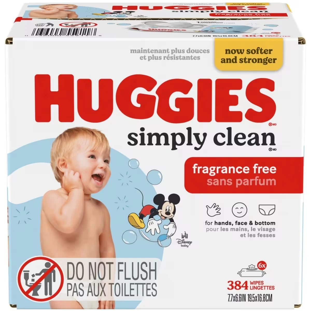 Lingettes pour bébés Simply Clean, non parfumées, 6 emballages à couvercle rabattable