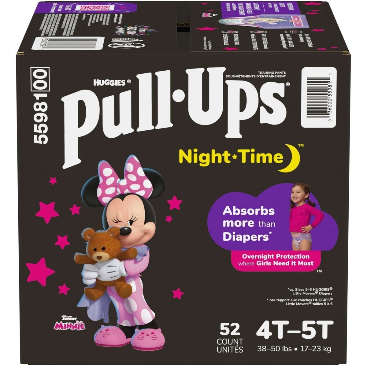 Sous-vêtements d’entraînement de nuit pour filles, 4T-5T (38-50 livres]