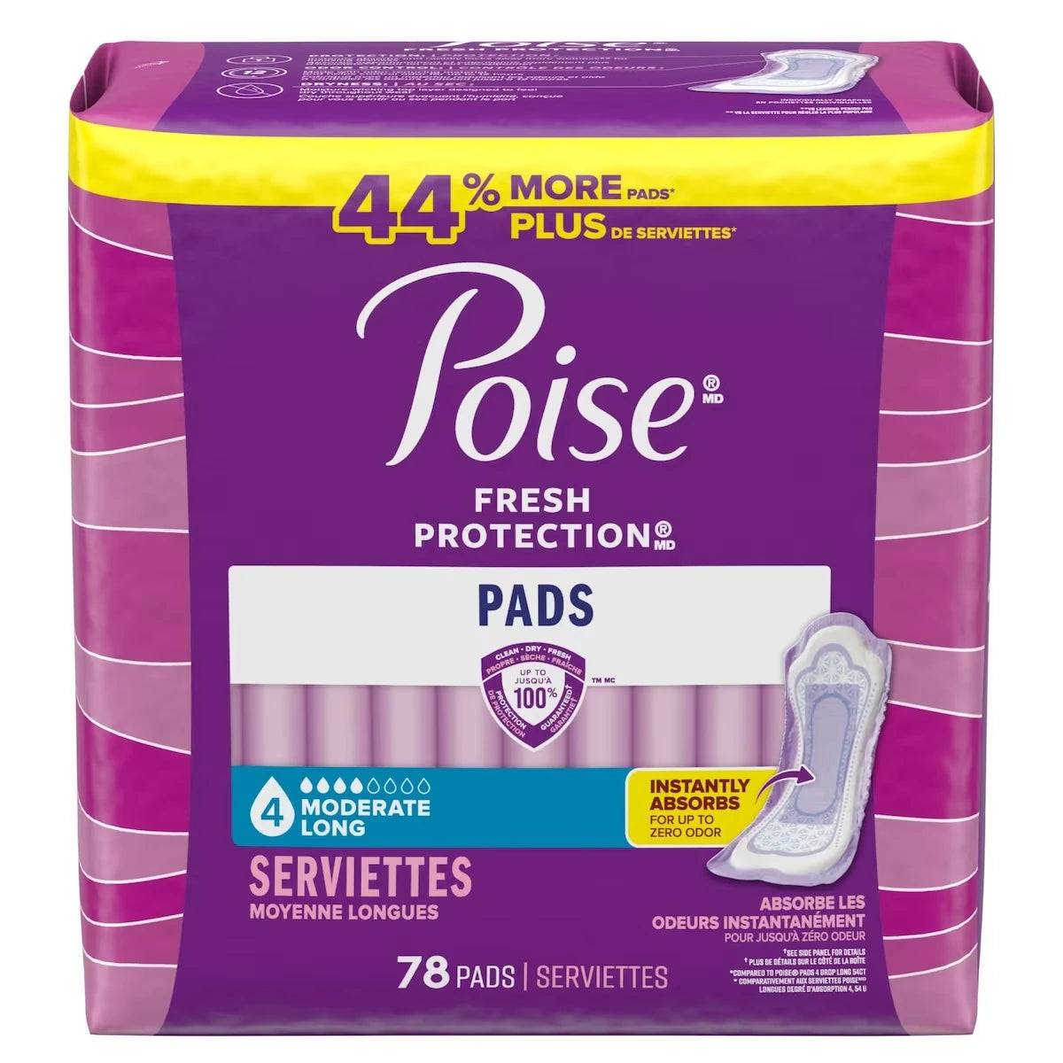 Serviettes d’incontinence et d’incontinence en période post-partum, 4 gouttes absorption suprême, longueur longue