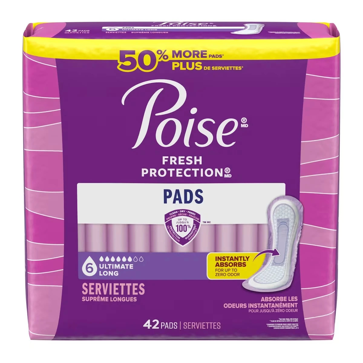 Serviettes d’incontinence et d’incontinence en période post-partum, 6 gouttes absorption maximale, longueur longue
