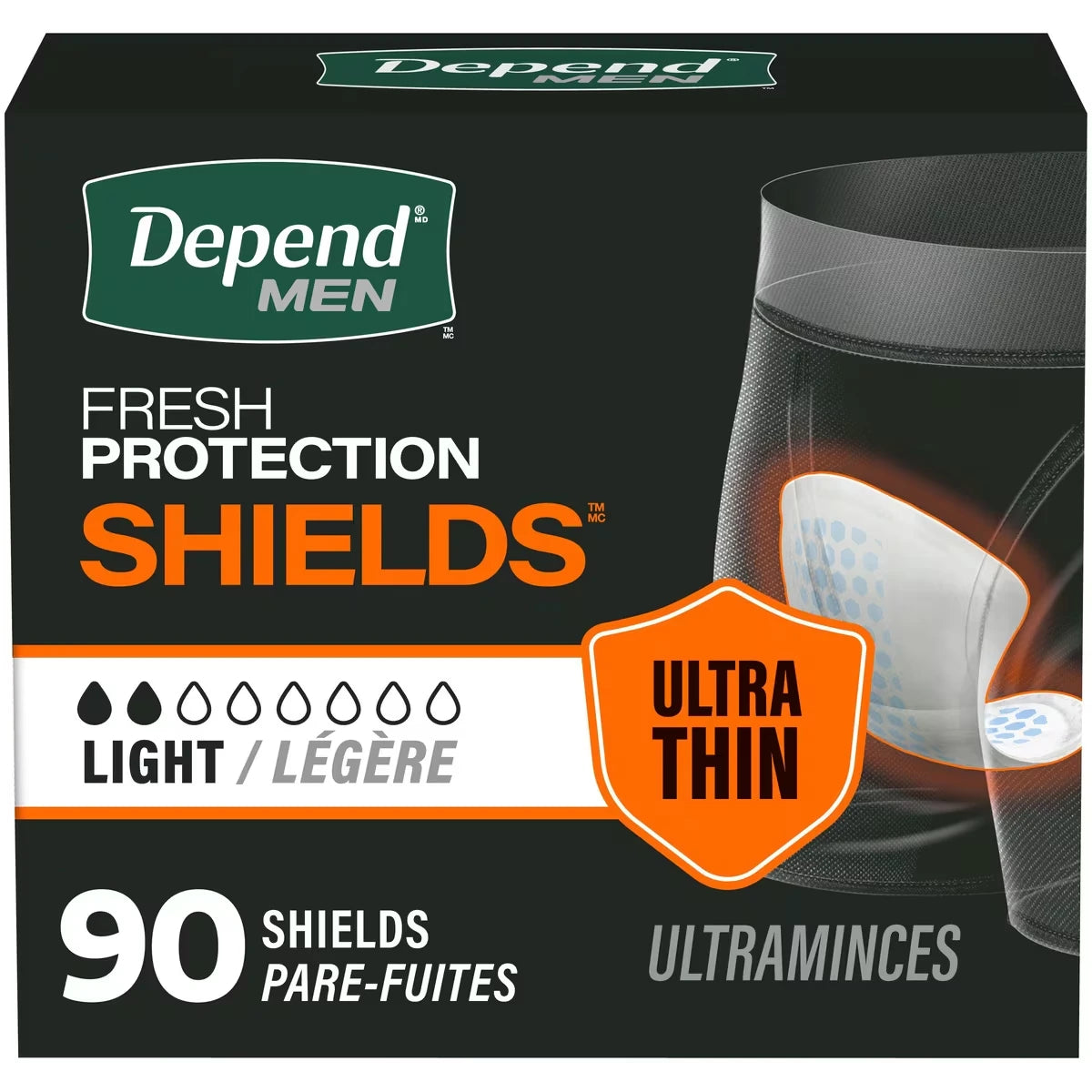 Shields Serviettes d’incontinence pour hommes, absorption légère