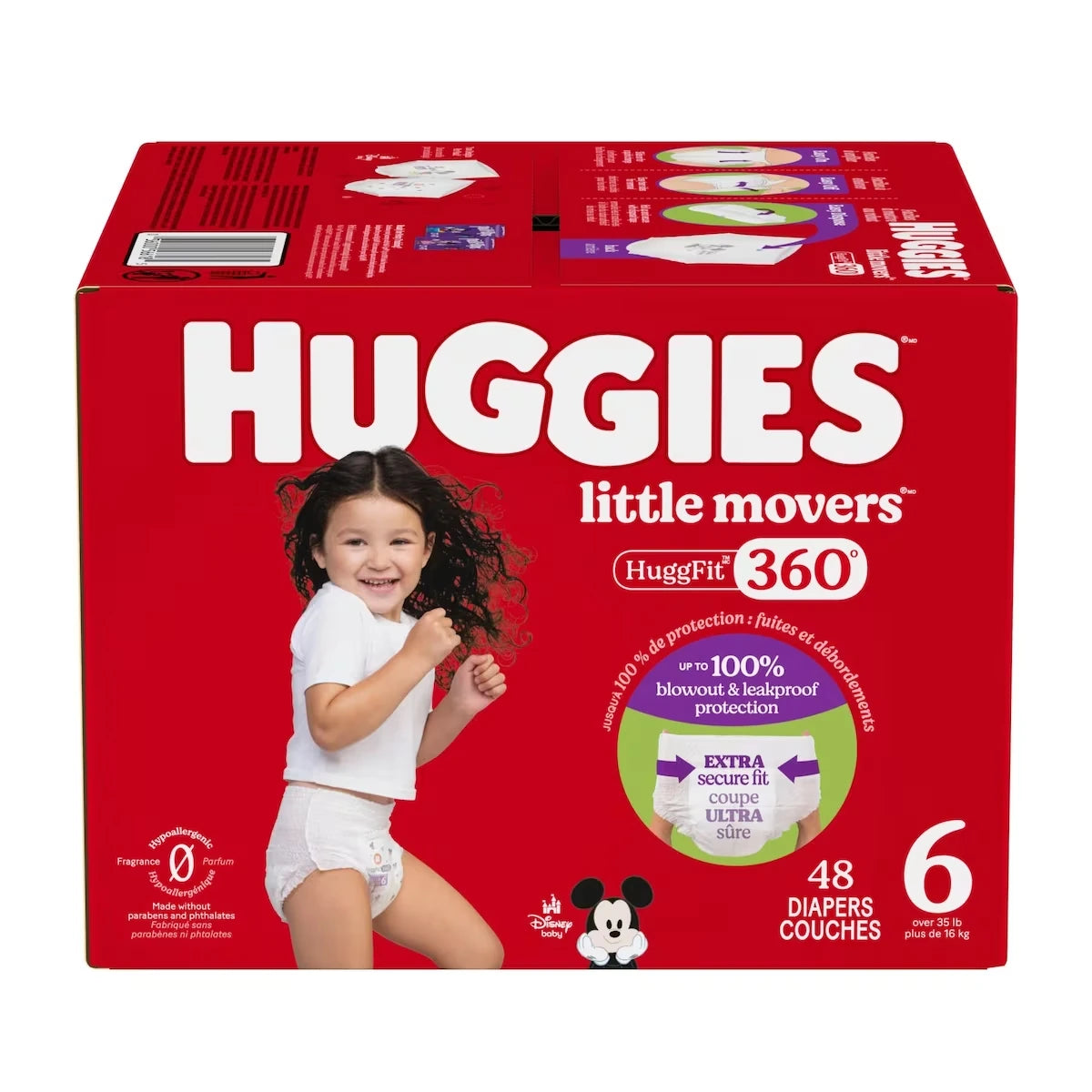 Couches pour bébé Little Movers HuggFit 360° avec ceinture à 360°, taille 6 (35+ livres)