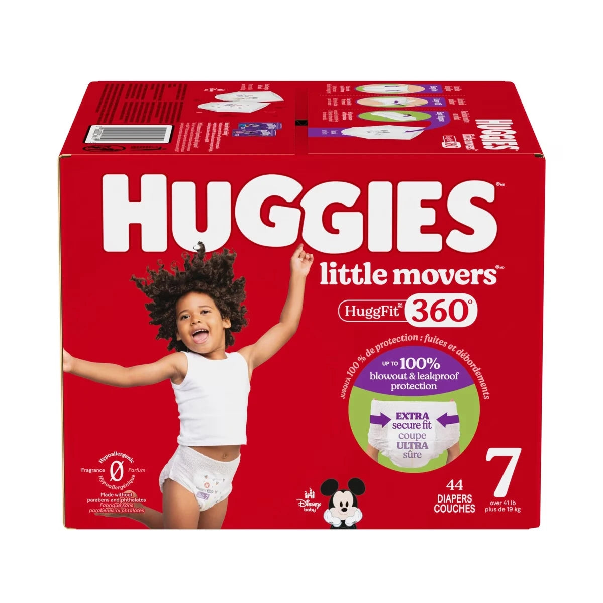 Couches pour bébé Little Movers HuggFit 360° avec ceinture à 360°, taille 7 (41+ livres)