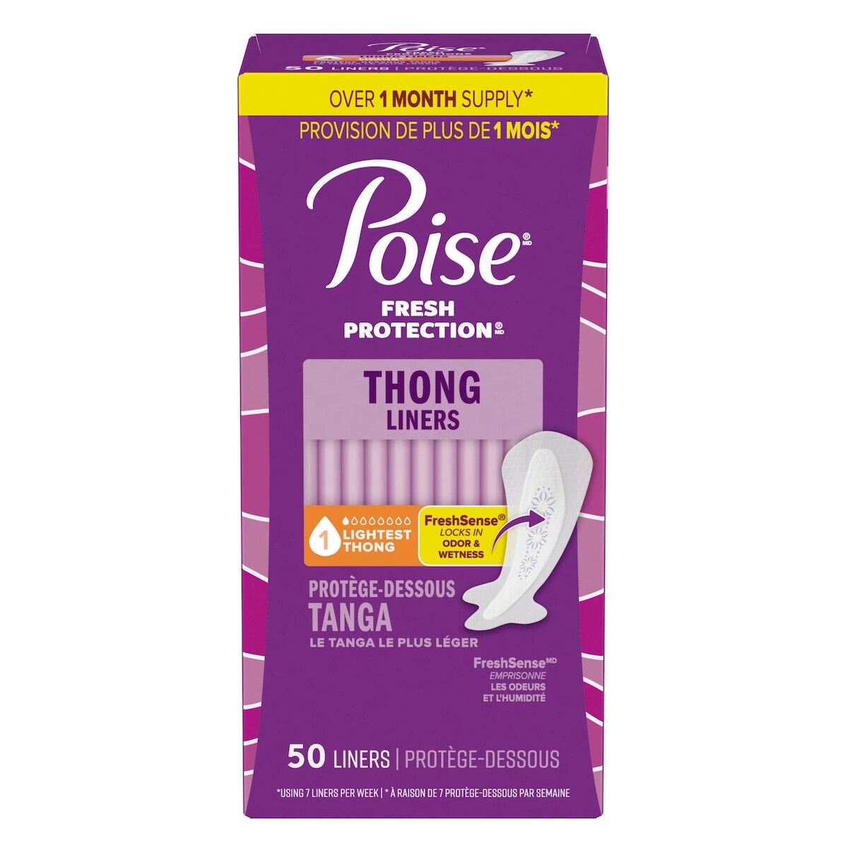 Protège-slips quotidiens, protège-slips pour l’incontinence, 1 goutte d’absorption la plus légère, 50 points de protège-slips