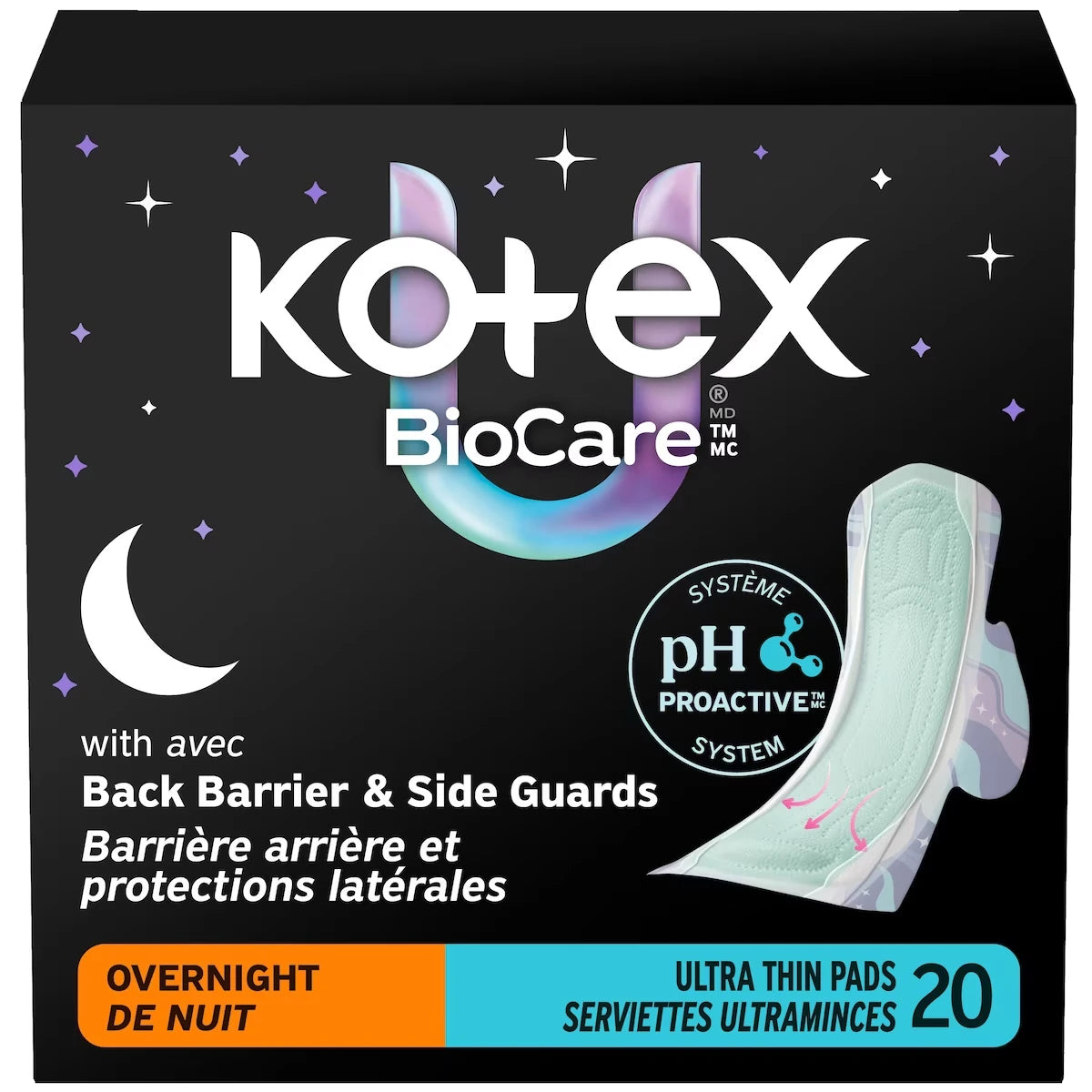 Serviettes ultraminces de nuit  BioCare avec ailes, absorption élevée