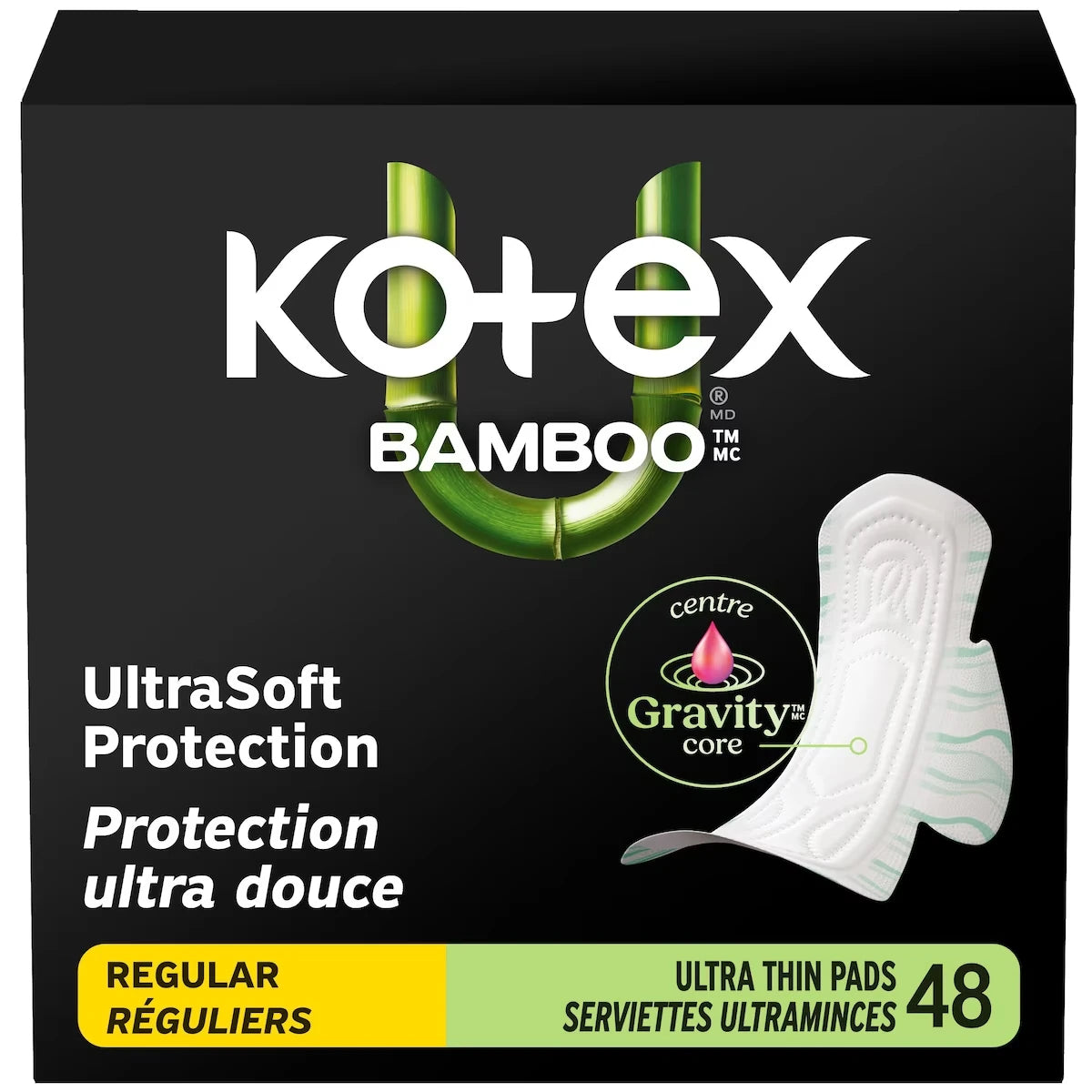 Serviettes ultraminces  Bamboo avec ailes, absorption régulière