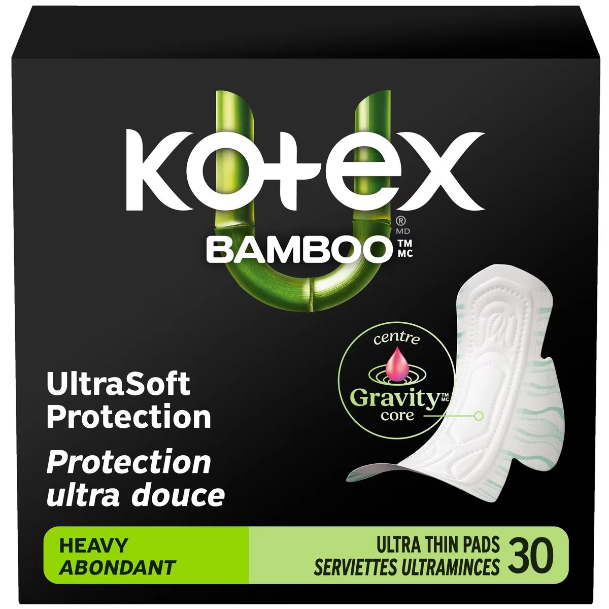 Serviettes ultraminces  Bamboo avec ailes, absorption élevée