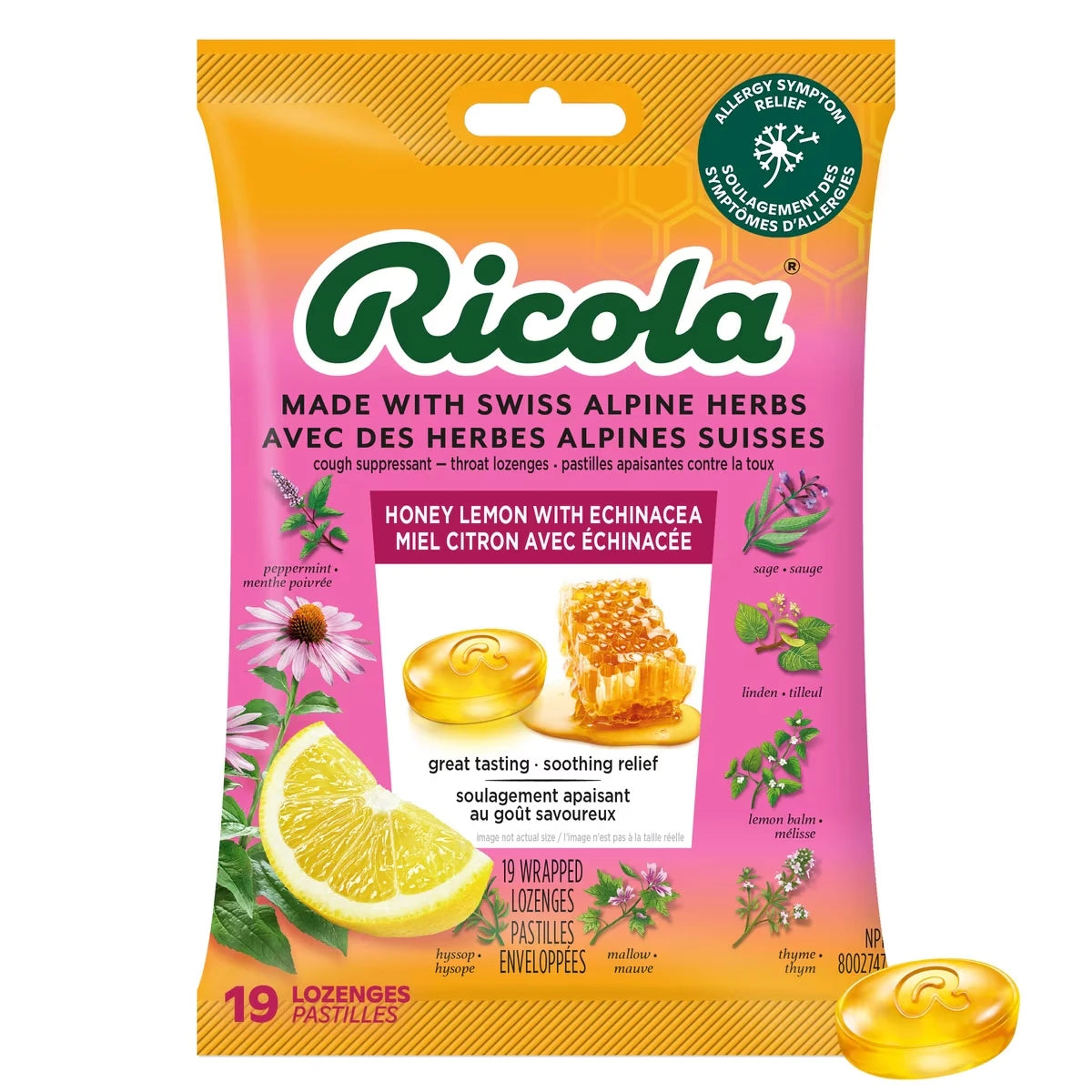 Pastilles pour la toux Miel Citron à l'Échinacée et au Menthol